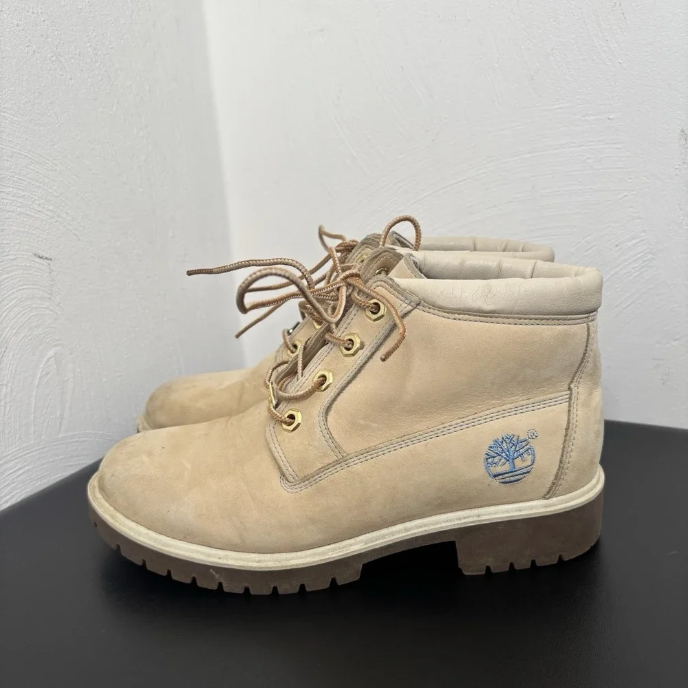 Timberland Women's Nellie Waterproof Chukka Boot Beige Size 7 Lace Up‎